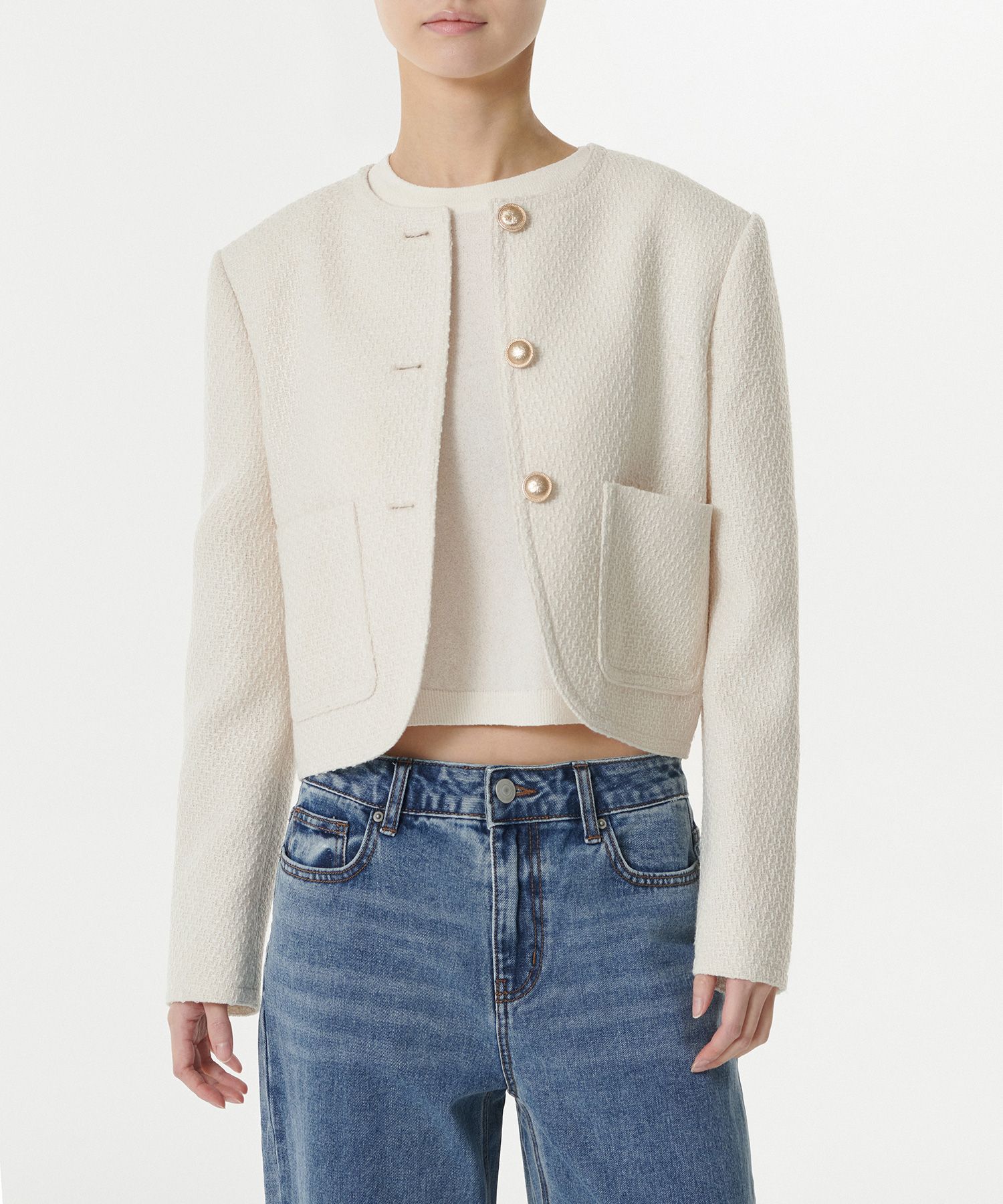 ジャケット・アウター MUSINSA ROUND NECK TWEED JACKET MUSINSA公式 | MUSINSA STANDARD ラウンドネックツイードジャケット