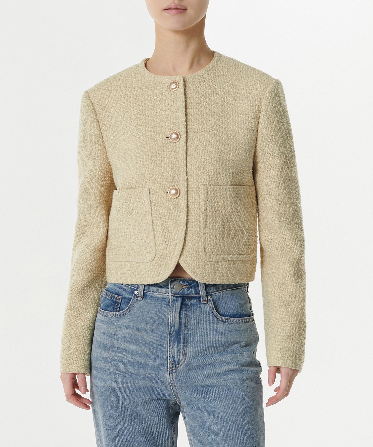 ジャケット・アウター MUSINSA ROUND NECK TWEED JACKET MUSINSA | MUSINSA STANDARD WOMAN Women's Round Neck Tweed