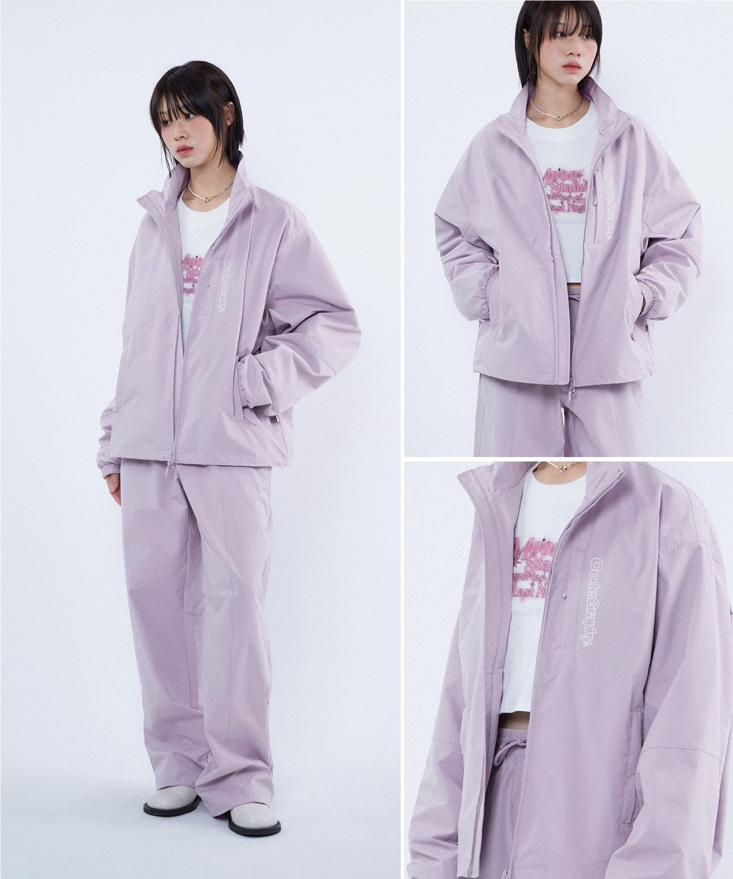 MUSINSA | Codegraphy 2-WAY TECH SHORT JACKET_LAVENDER