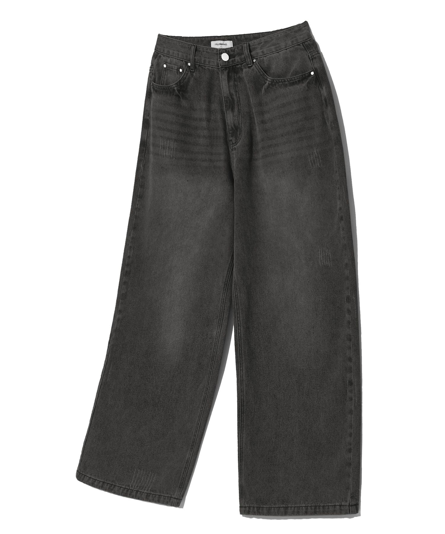 MUSINSA | FILLUMINATE Damaged washed denim pants-black