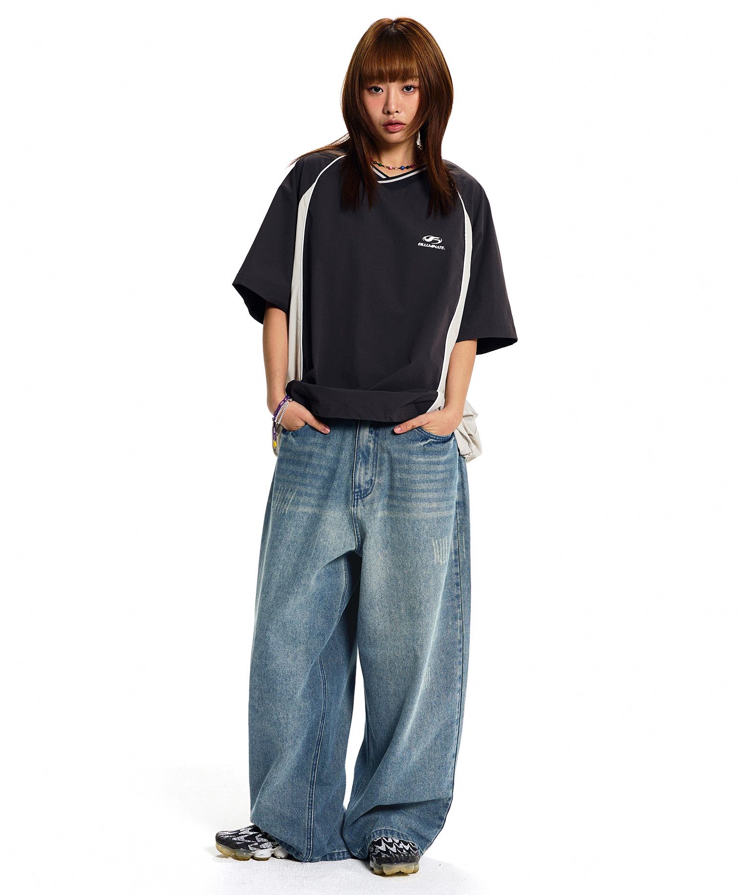 F.ILLUMINATEのDamaged Washed Denim Pants 全6色 MUSINSA | FILLUMINATE Damaged washed denim pants-black