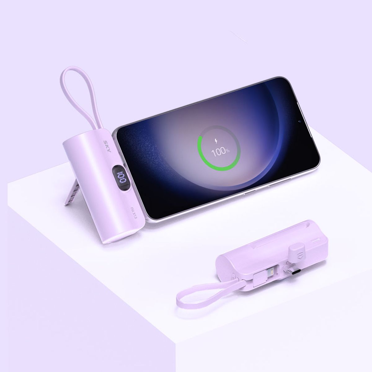 스카이(SKY) 2in1 LED 도킹형 미니 보조배터리 5000mAh [빌트인 C타입/8핀] X13