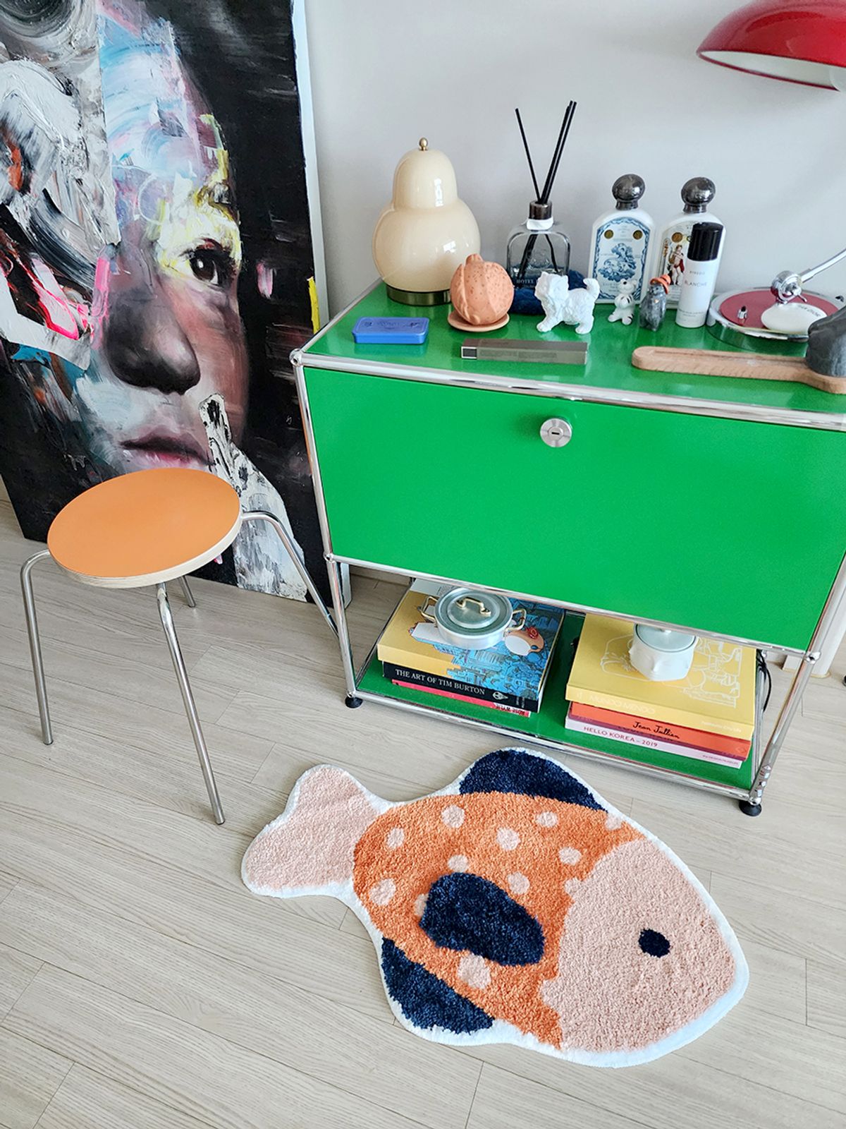 블랑쉬하우스(BLANCHE HOUSE) 풍수에 좋은 도트 물고기 소프트 로맨틱 러그 50x80
