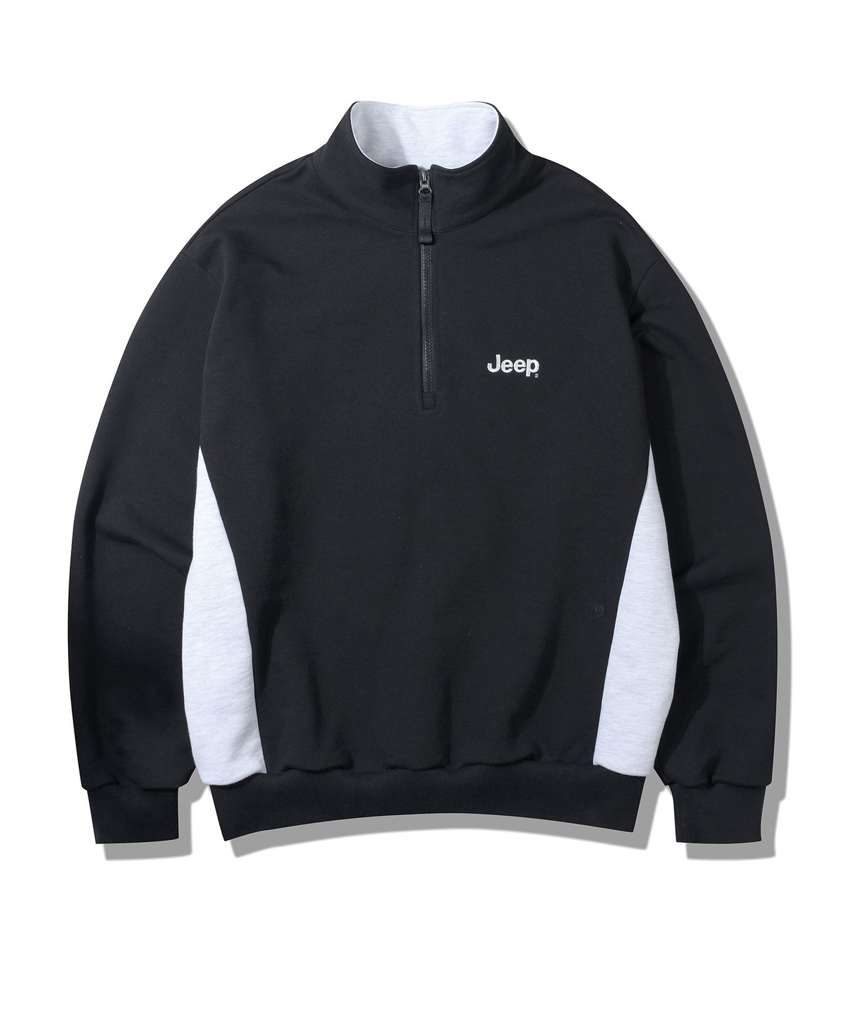 지프(JEEP) 고중량 바디 배색 반집업 맨투맨 (JP5TSU833BK)