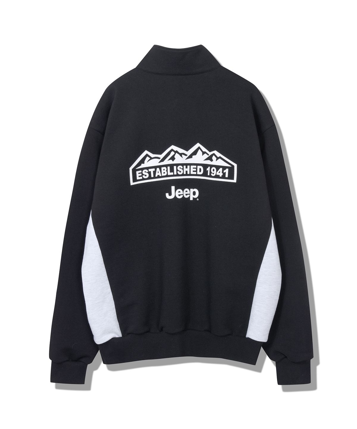 지프(JEEP) 고중량 바디 배색 반집업 맨투맨 (JP5TSU833BK)
