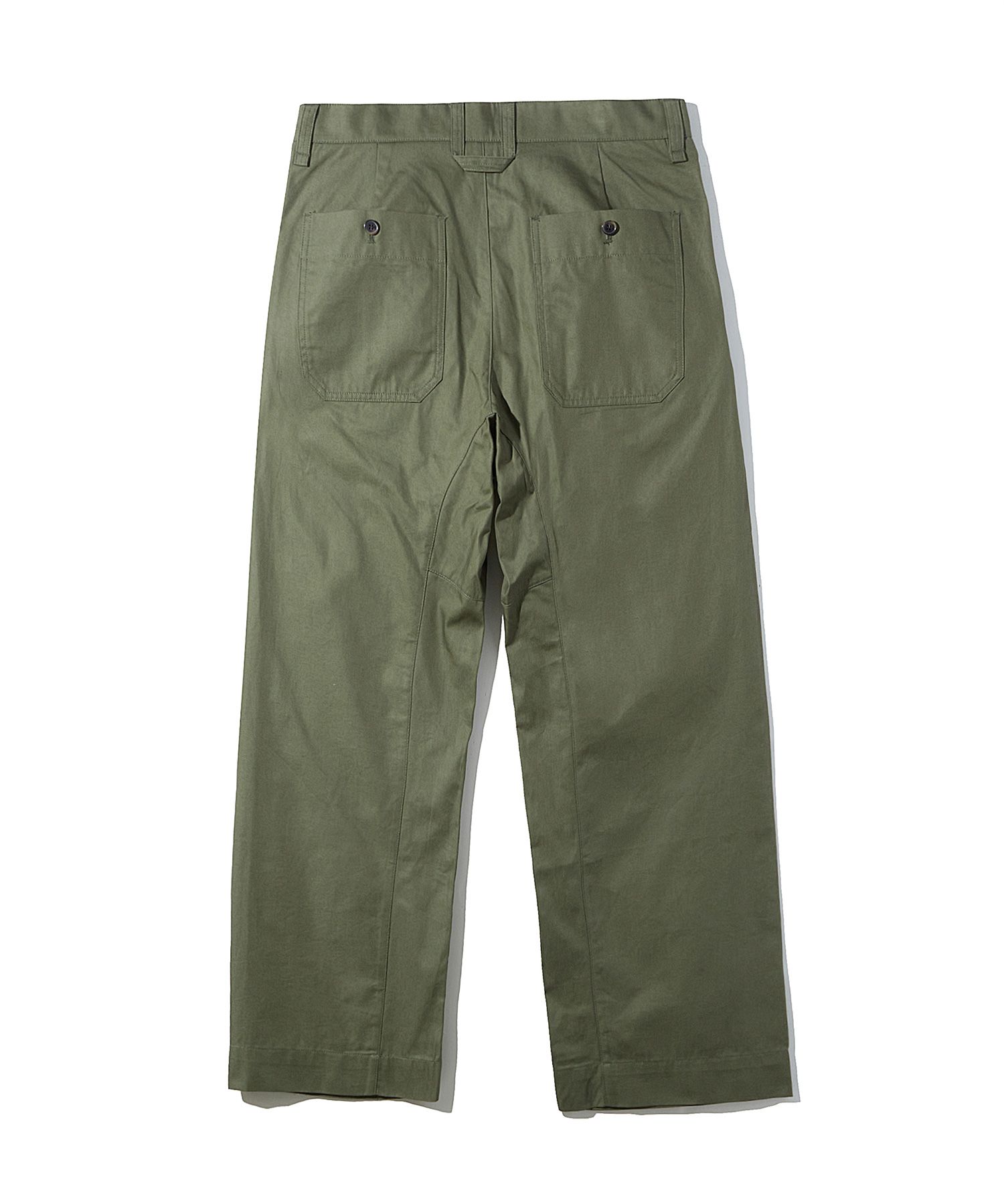 Cotton Chino Pleated Pants (OLIVE)
