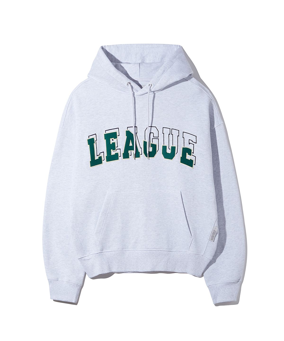 디써티원(DTHIRTYONE) League Overlay Applique Hoodie (WHITE MELANGE)