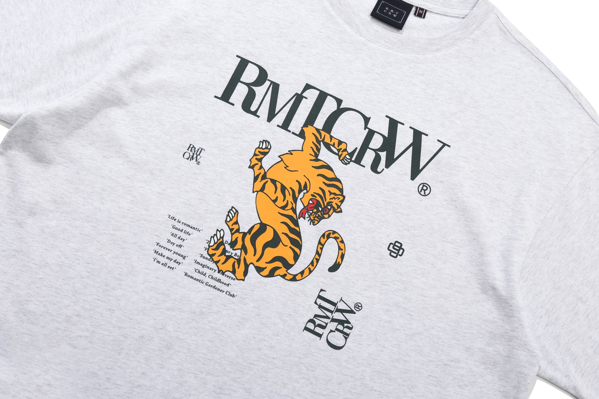 MUSINSA | ROMANTIC CROWN Outlet REEL TIGER TEE SHIRT-LIGHT GRAY