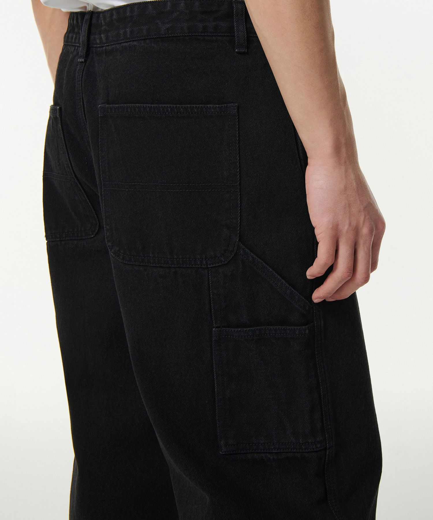 ★MUSINSA STANDARD★ Denim Wide Carpenter Pants Washed Black MUSINSA | MUSINSA STANDARD Denim Wide Carpenter Pants
