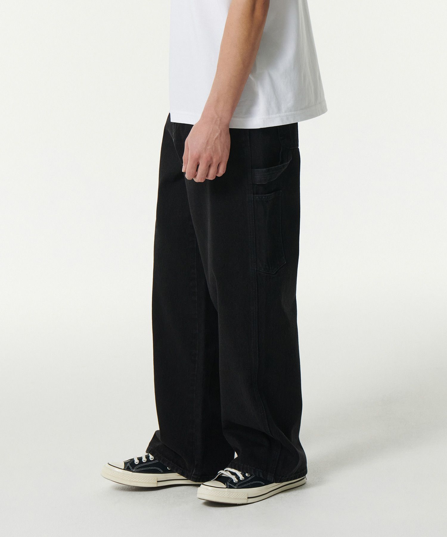 ★MUSINSA STANDARD★ Side brush wide denim pants black MMENP MUSINSA | MUSINSA STANDARD Side Brush Wide Denim Pants