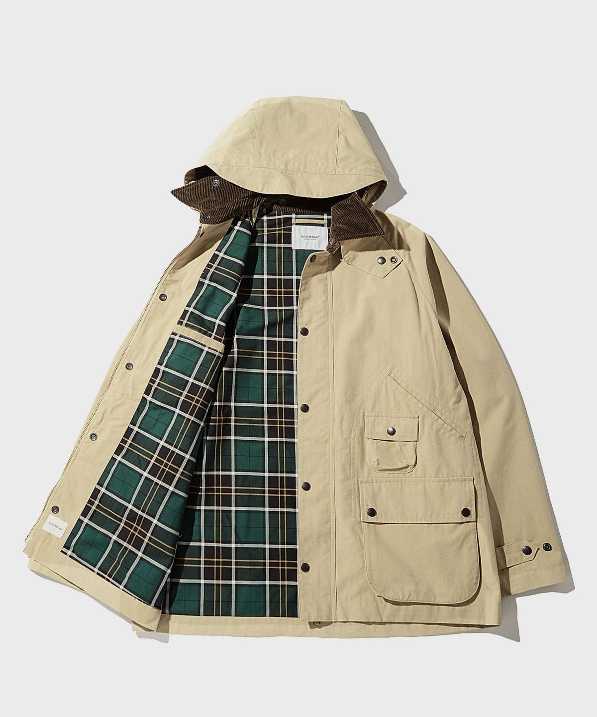 아웃스탠딩(OUTSTANDING) CORDUROY COLLAR HUNTING JACKET_BEIGE