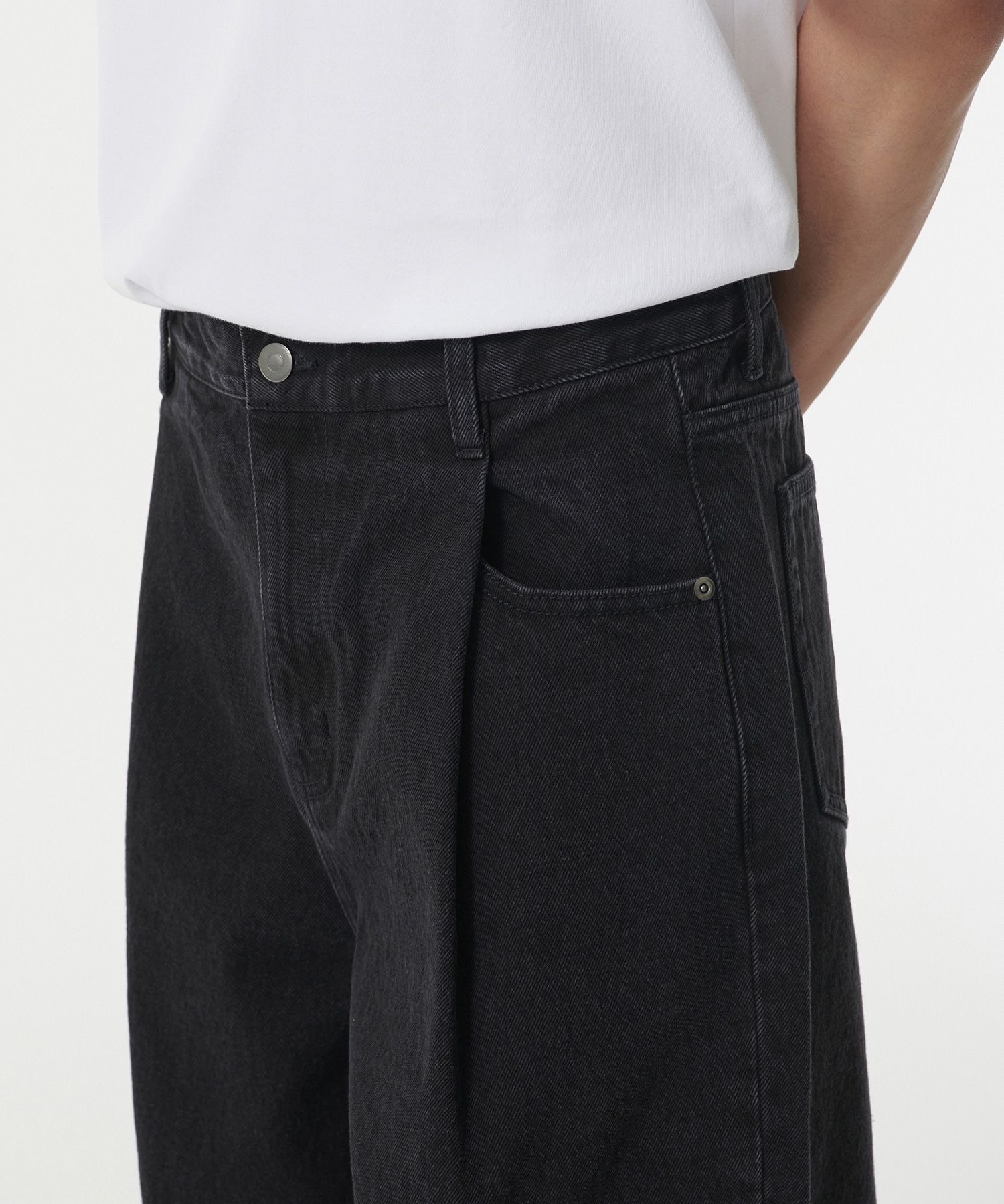 ★MUSINSA STANDARD★ Deep tuck wide denim pants low black MM MUSINSA | MUSINSA STANDARD Deep Tuck Overlap Wide Denim