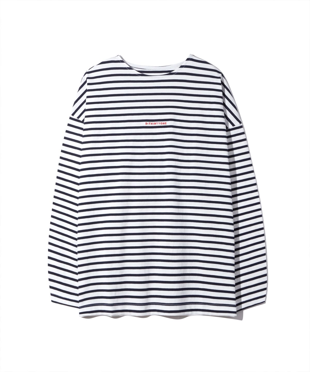 디써티원(DTHIRTYONE) Pinstripe Embroidered Long-Sleeved T-Shirt (ROYAL NAVY)