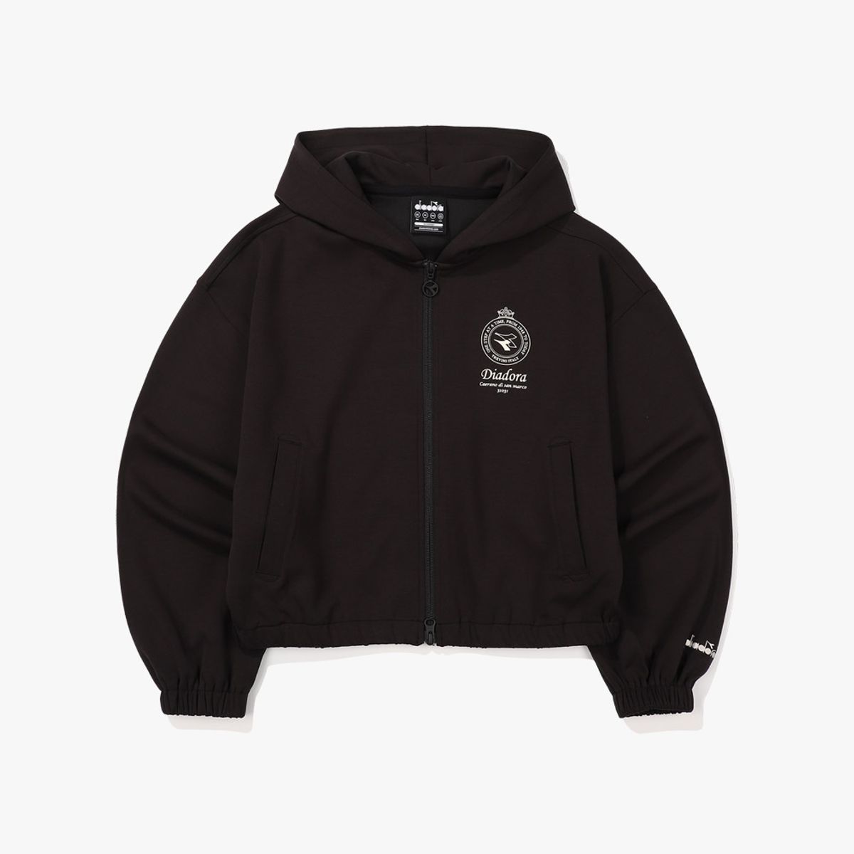 디아도라(diadora) 컴피 후드 집업 자켓 BLACK