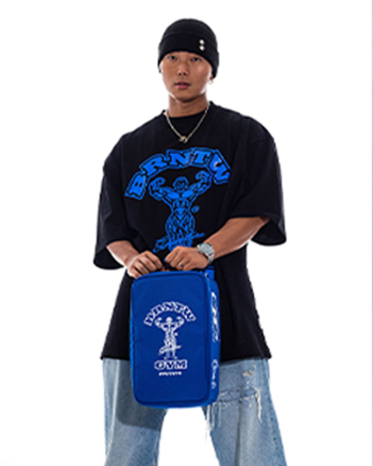 본투윈(BORN TO WIN) RAISEBORN OVER FIT T-SHIRTS [BLACK BLUE]