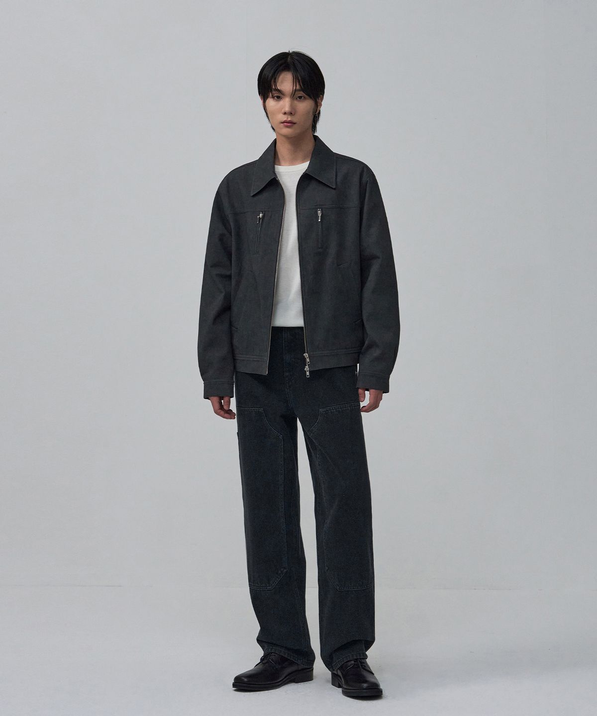 아워데이즈(OURDAYZ) 패치 카펜터 세미와이드 데님 팬츠 [BLACK]