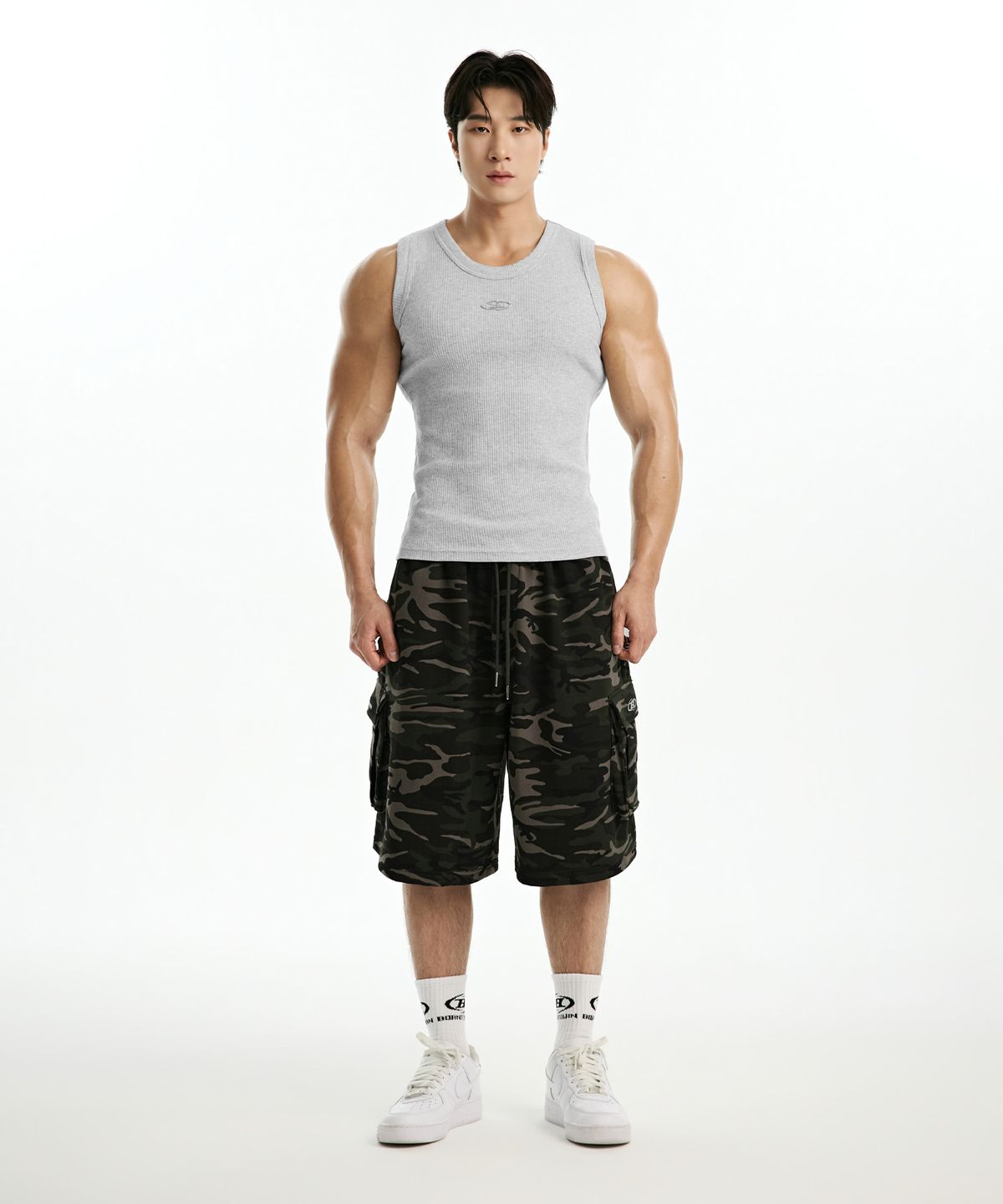 본투윈(BORN TO WIN) B-SYMBOL LOGO SLEEVELESS_NON MESH VER [MELANGE GREY]
