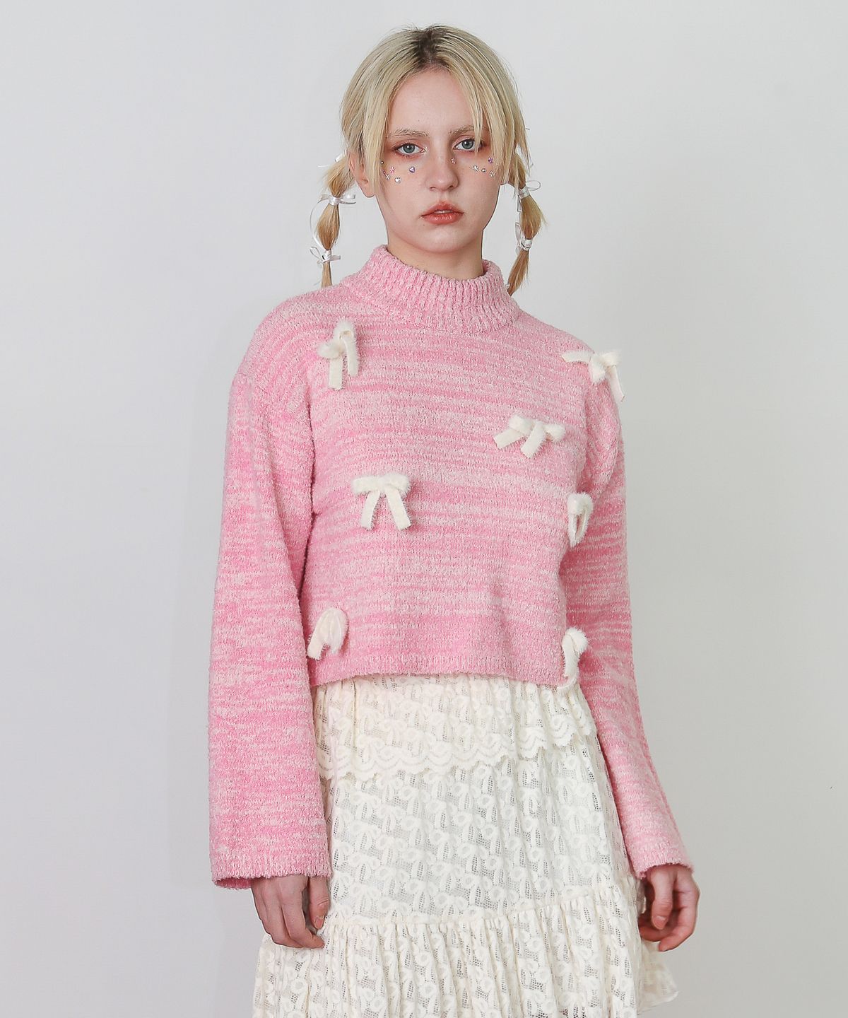 언유주얼 노말(UNUSUALNORMAL) AMOE ALPACA RIBBON KNIT_PINK