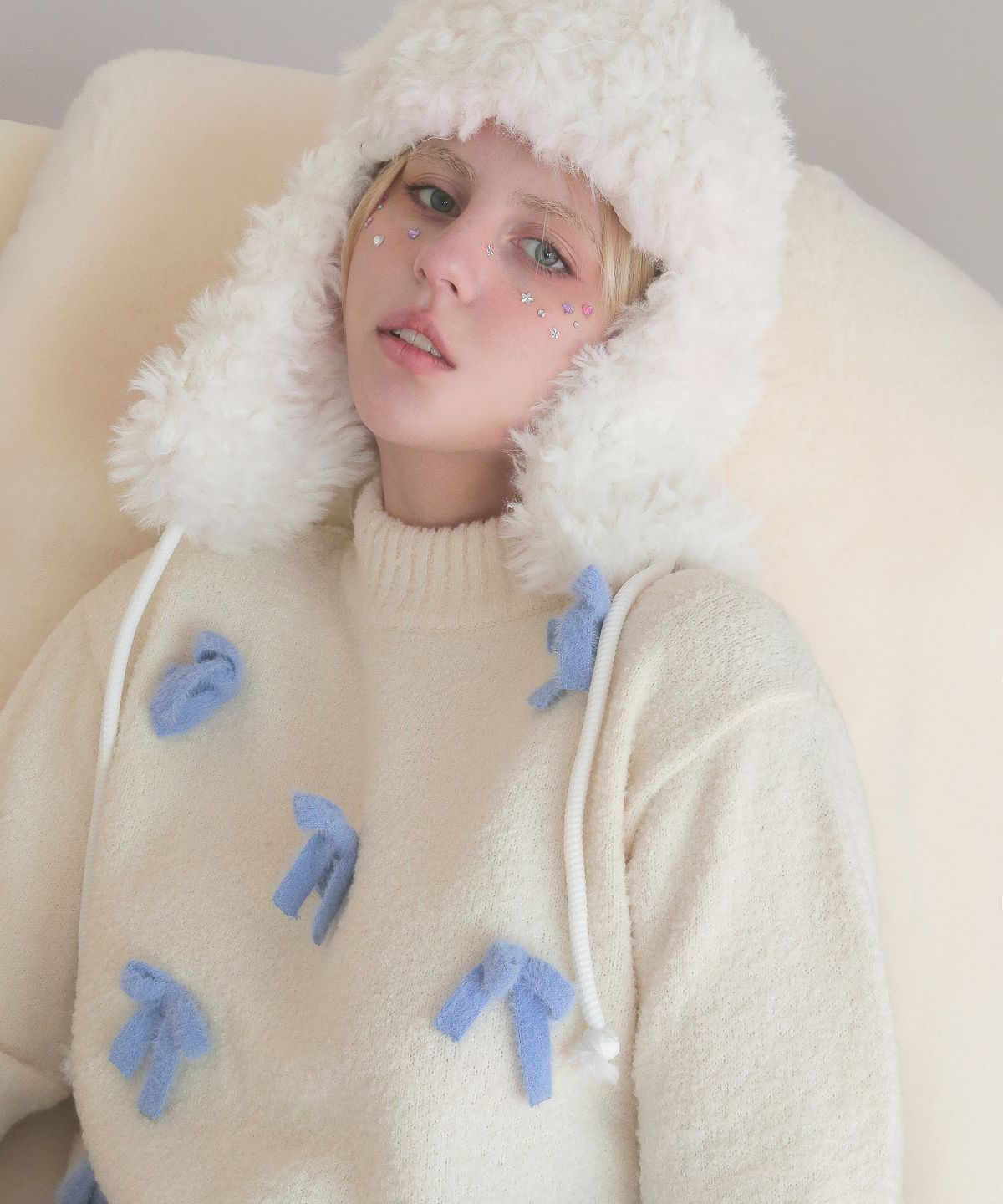 언유주얼 노말(UNUSUALNORMAL) AMOE ALPACA RIBBON KNIT_IVORY