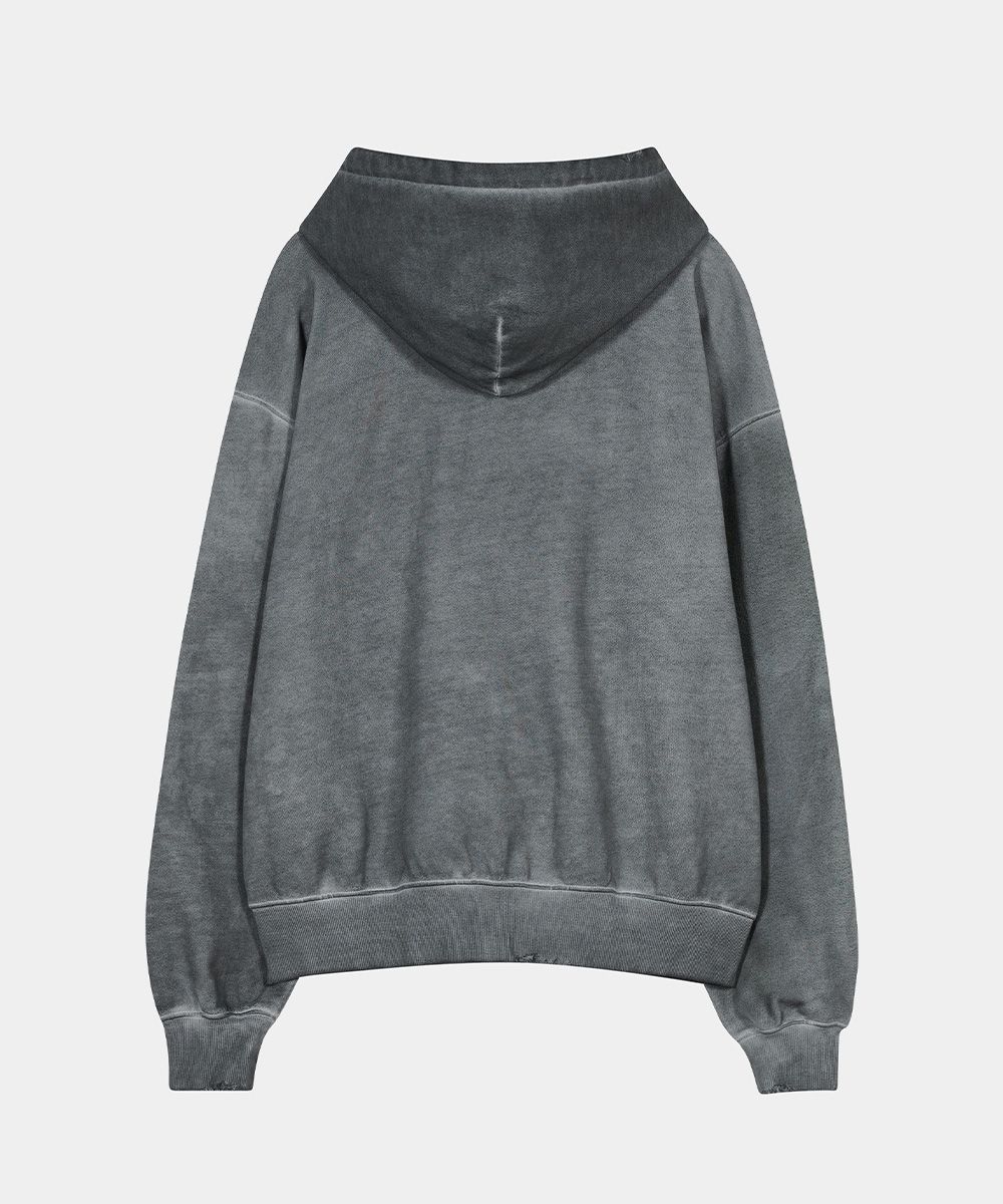 MUSINSA | MAISON MINED MINED CUT OUT PATCH HOOD ZIP-UP GRAY