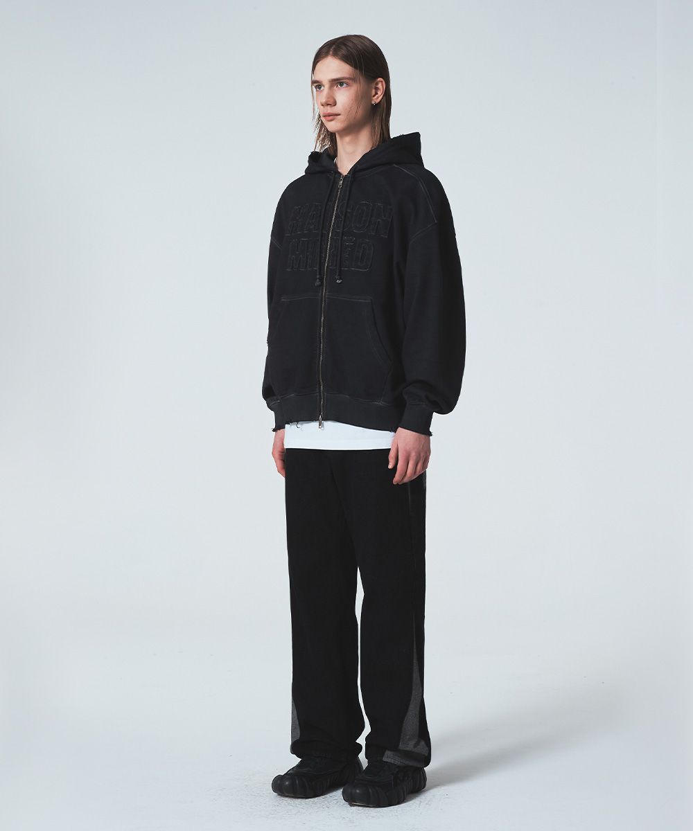 【MAISON MINED】24SS★ MINED CUT OUT PATCH HOOD ZIP-UP MUSINSA | MAISON MINED MINED CUT OUT PATCH HOOD ZIP-UP BLACK