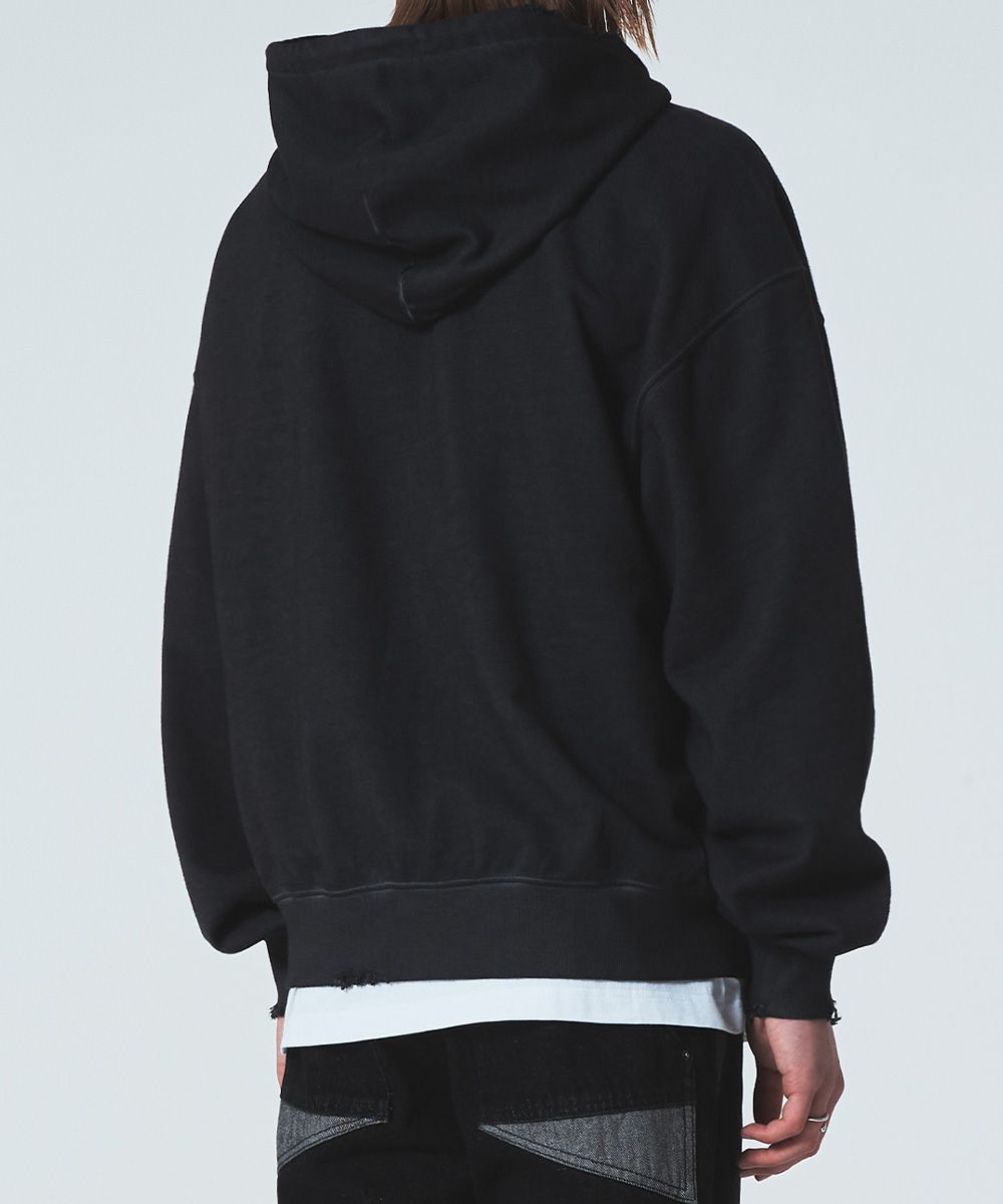 MUSINSA | MAISON MINED MINED CUT OUT PATCH HOOD ZIP-UP GRAY