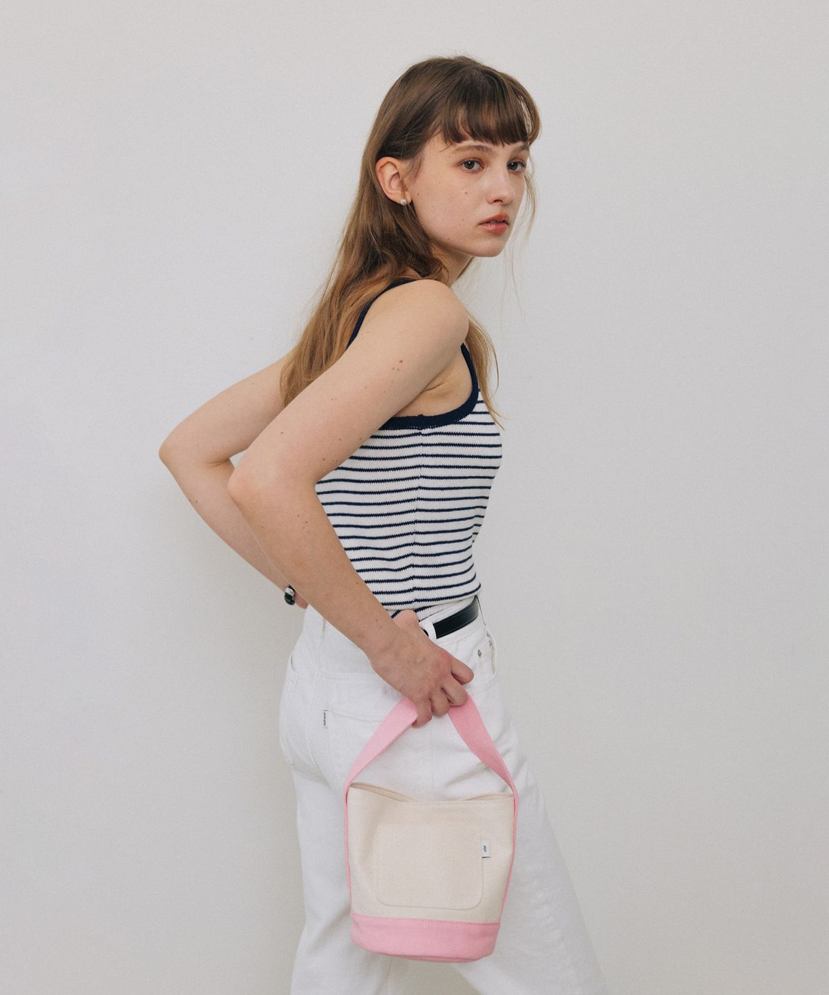 튜드먼트(TTUDEMENT) CANVAS BASKET BAG PINK