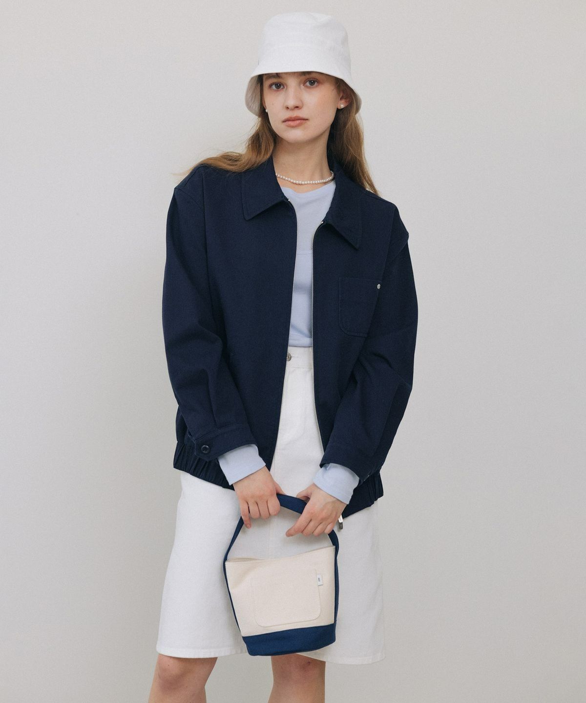 튜드먼트(TTUDEMENT) CANVAS BASKET BAG NAVY