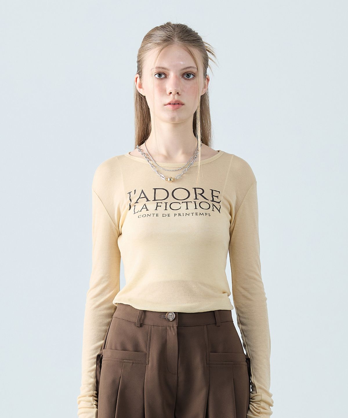 라티젠(LARTIGENT) L8 JADORE SLIM T-SHIRT(BEIGE)
