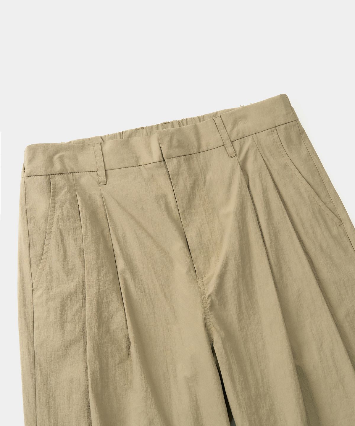 엑스컨테이너(EXCONTAINER) 핀턱 와이드 시어서커 팬츠 (BEIGE)