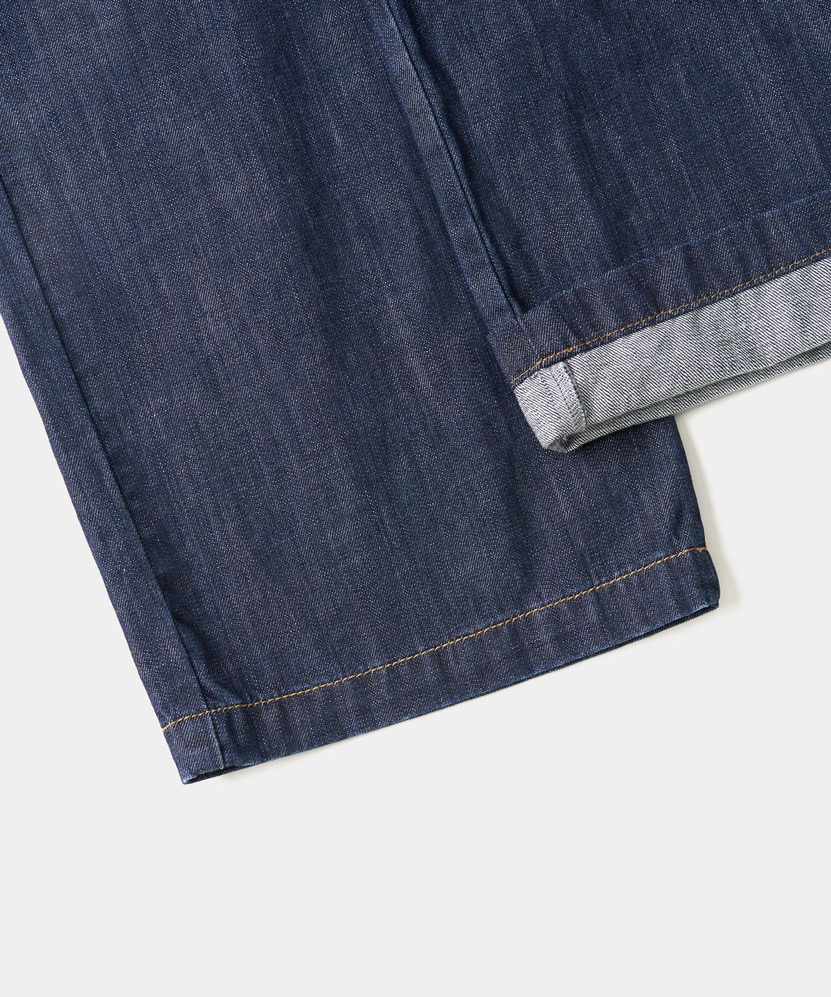 엑스컨테이너(EXCONTAINER) 린넨 라이크 와이드 카고 데님 팬츠 (MEDIUM INDIGO)