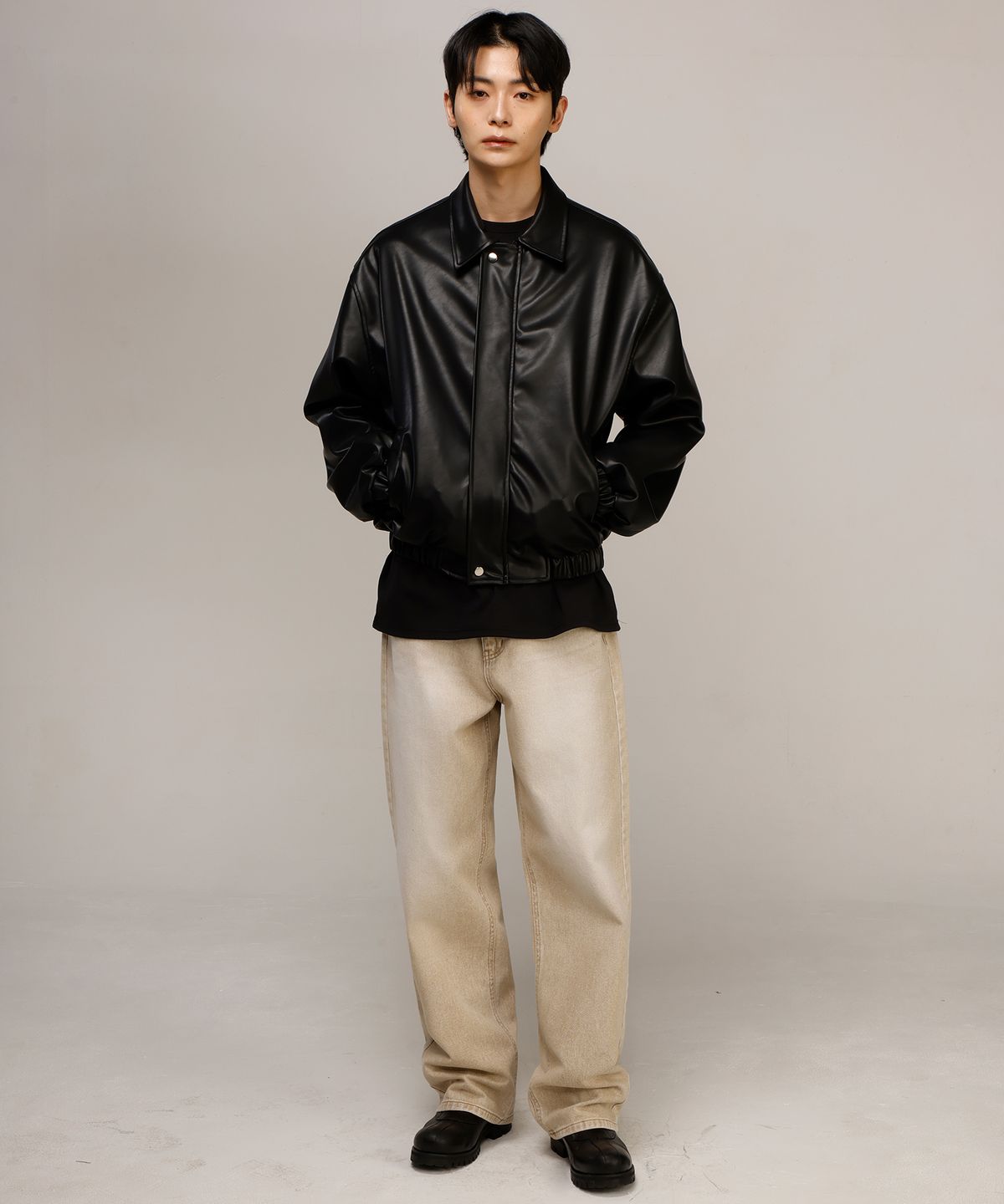 시그니처(SIGNATURE) 프론트 워싱 세미와이드핏 데님[샌드]