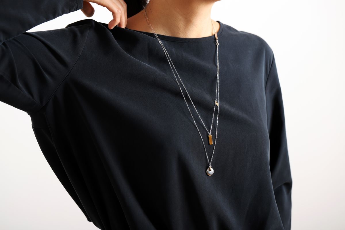 모드곤(MODGONE) 골드바 더블톤 롱 목걸이 Goldbar Doubletone Long Necklace