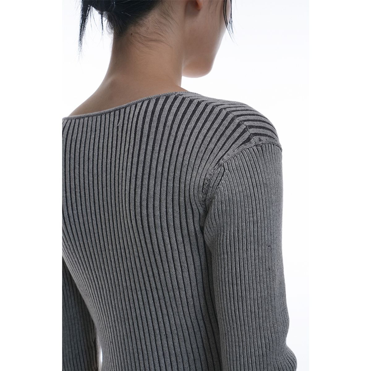 그레일즈(GRAILZ) SLIM RIBBED KNIT CARDIGAN [GREY]