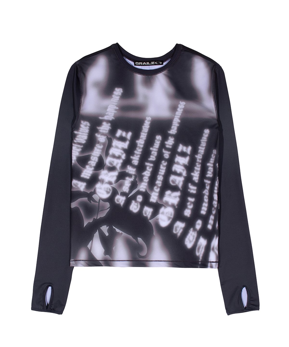 그레일즈(GRAILZ) BLUR LETTERING TOP [GREY]