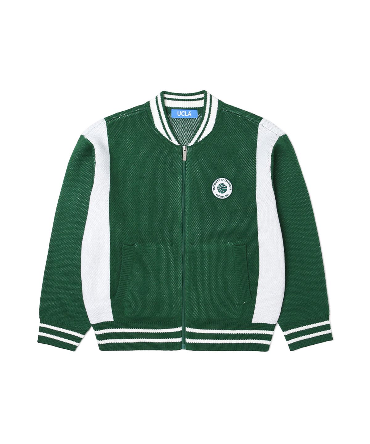 유씨엘에이(UCLA) 남성 농구와펜 니트 바시티 집업 카디건[DK-GREEN](UA1GD02_68)