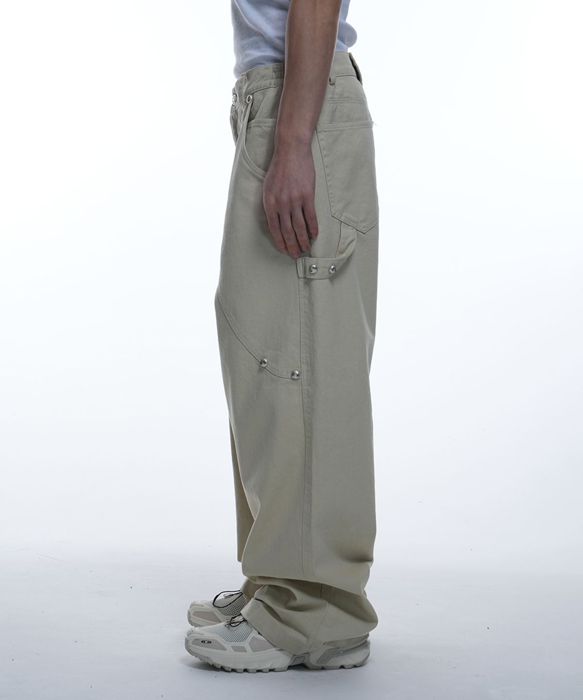 그레일즈(GRAILZ) BACK CARPENTER WORK PANTS [BEIGE]
