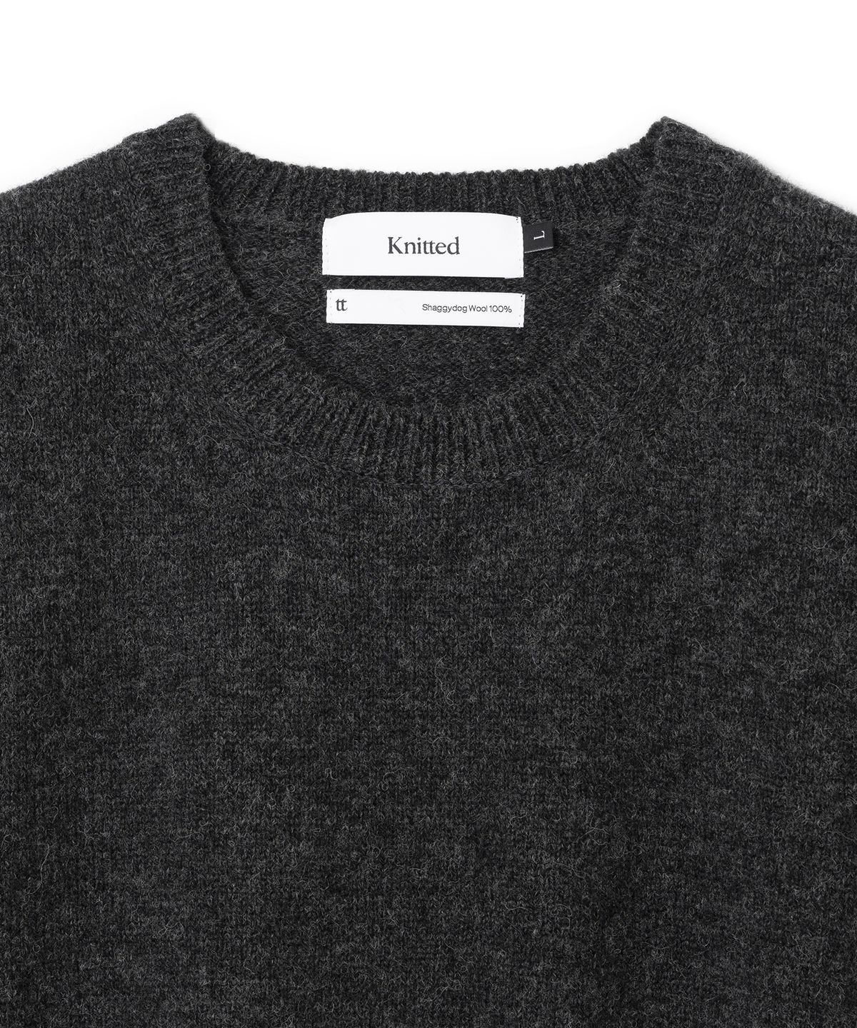 니티드(KNITTED) 쉐기독 울 100% 라운드 베스트 CHARCOAL