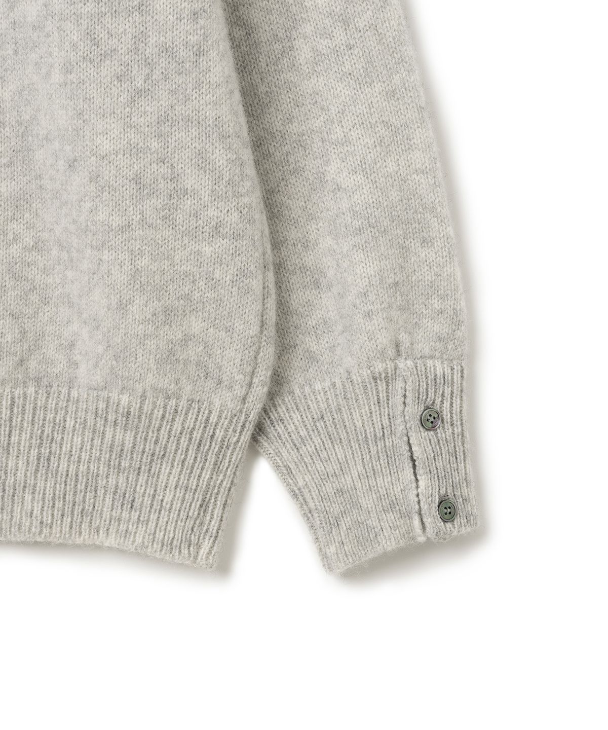 니티드(KNITTED) 쉐기독 울 100 라운드 가디건 MELANGE GREY