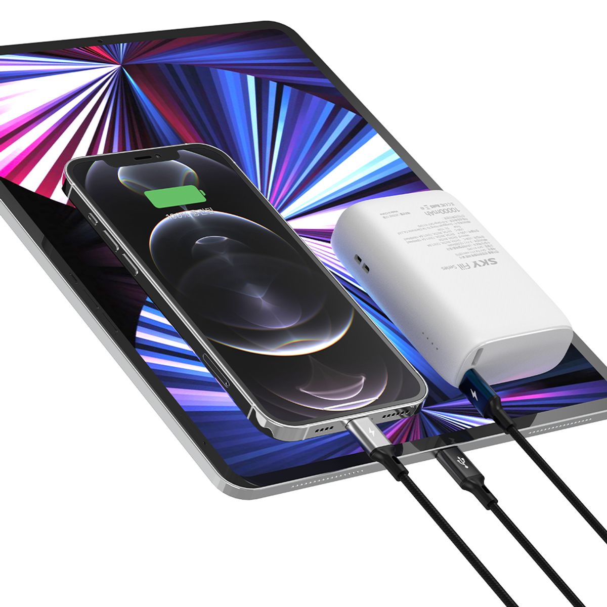 스카이(SKY) [2PACK]3in1 27W USB-A to C타입 8핀 5핀 멀티 고속충전 케이블
