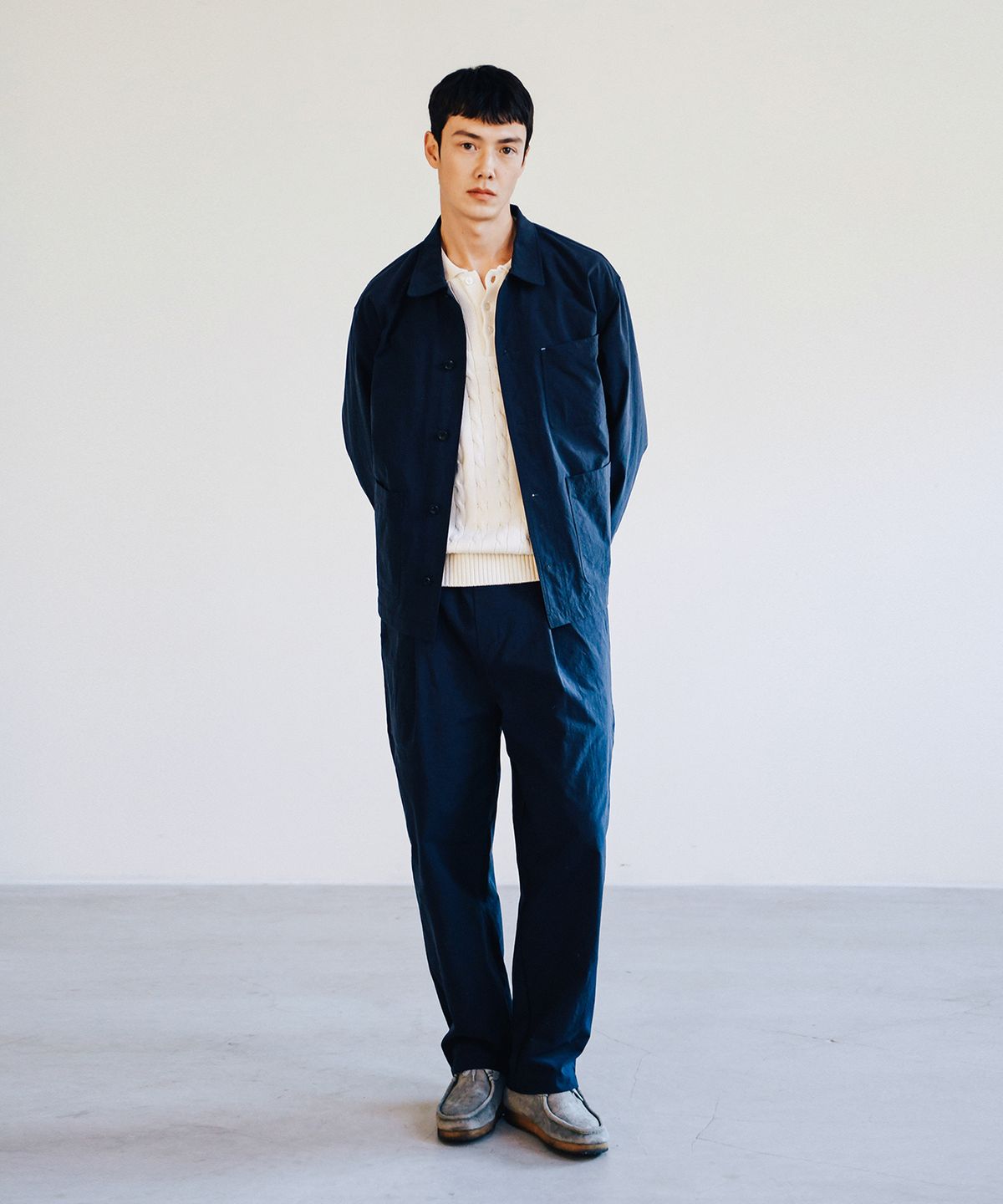 예일(YALE) NYLON OXFORD W/R FRENCH WORK JACKET NAVY