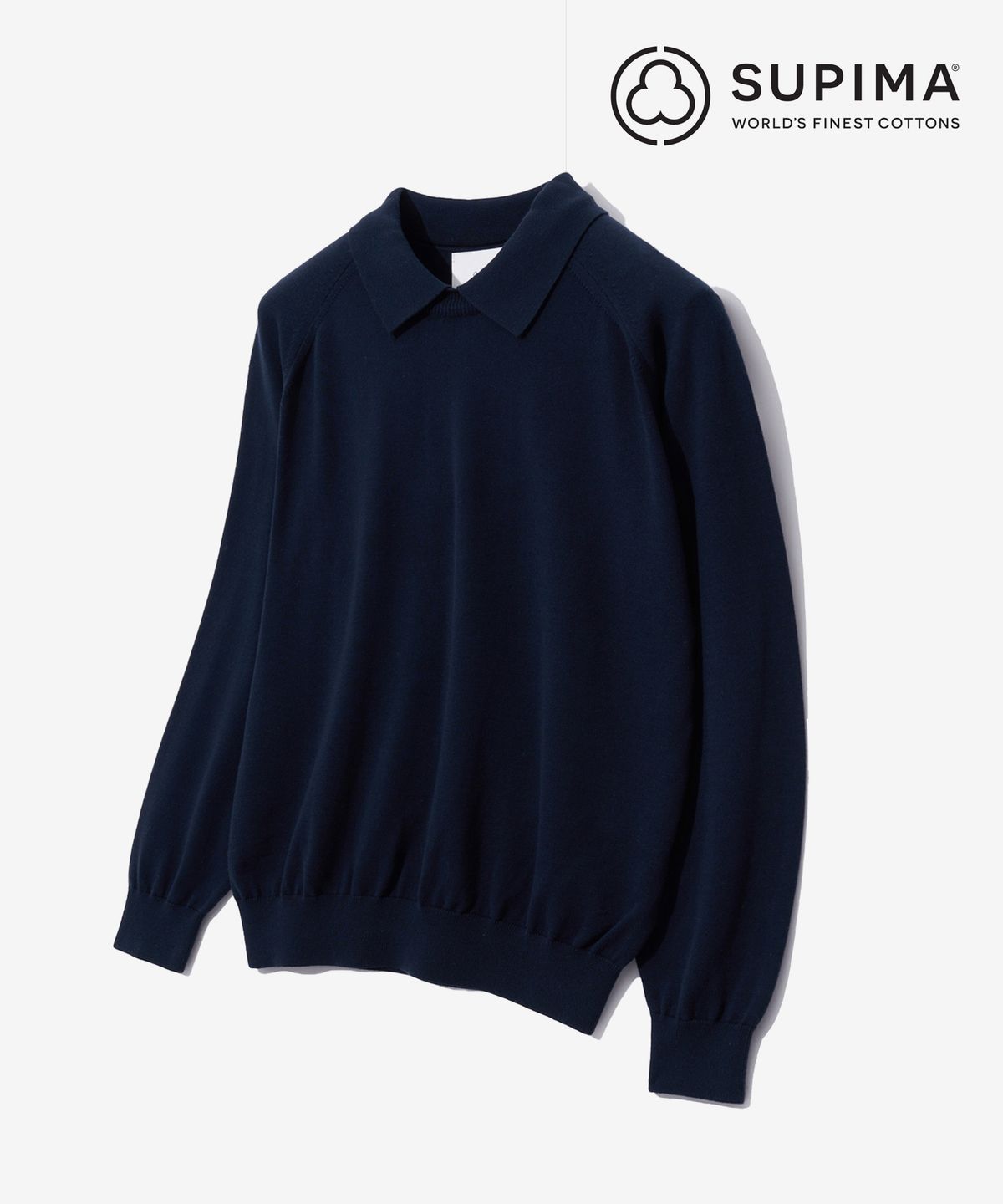 예일(YALE) SUPIMA COTTON RAGLAN COLLAR KNIT DARK NAVY