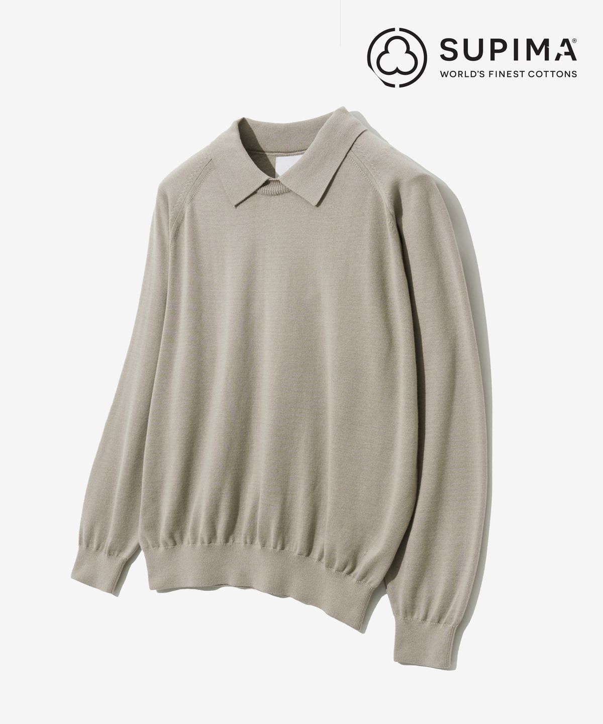 예일(YALE) SUPIMA COTTON RAGLAN COLLAR KNIT GREIGE