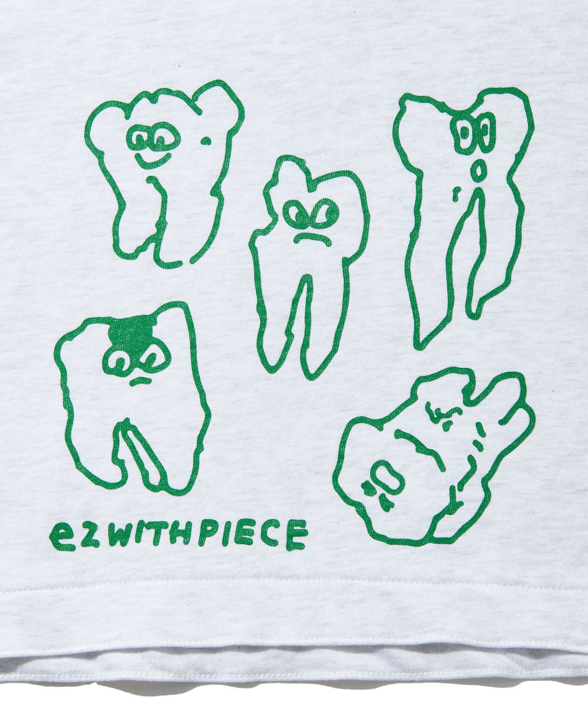피스메이커(PIECE MAKER) TEETH SWEAT CROP HOODIE (WHITE MELANGE)