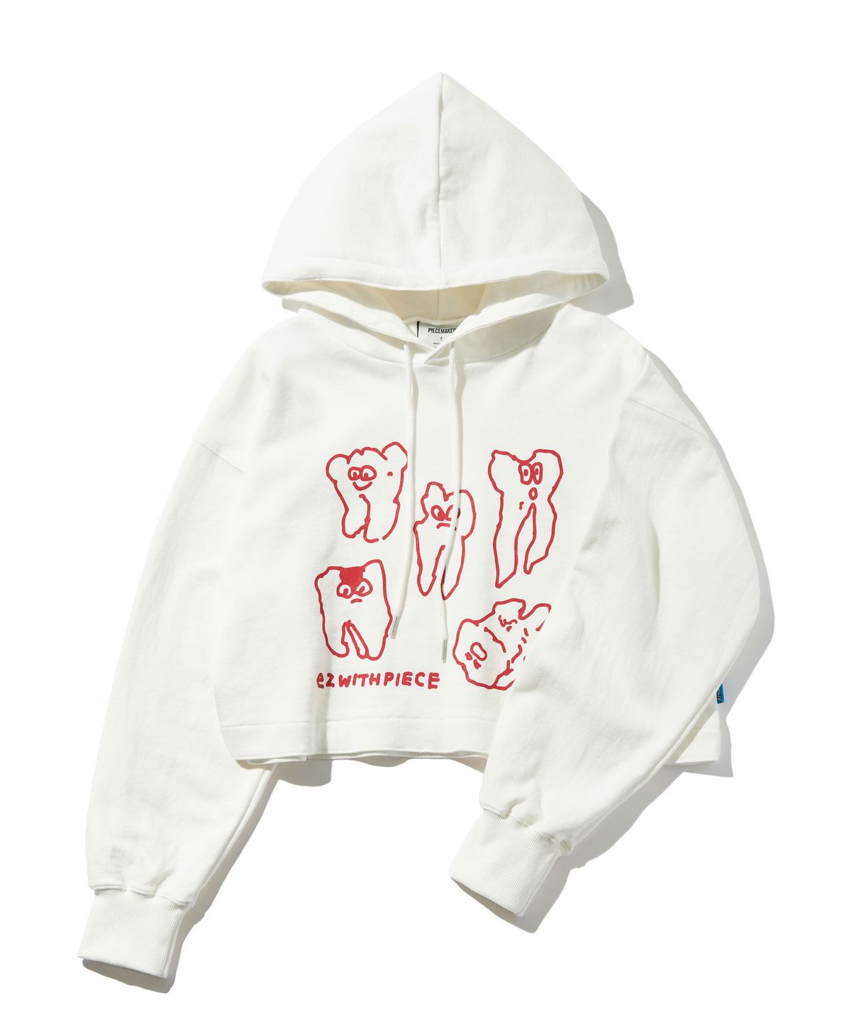 피스메이커(PIECE MAKER) TEETH SWEAT CROP HOODIE (IVORY)