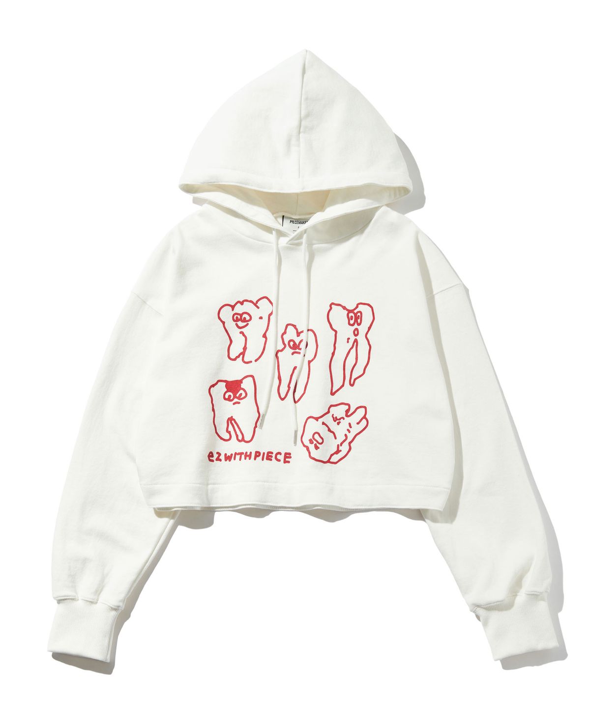 피스메이커(PIECE MAKER) TEETH SWEAT CROP HOODIE (IVORY)
