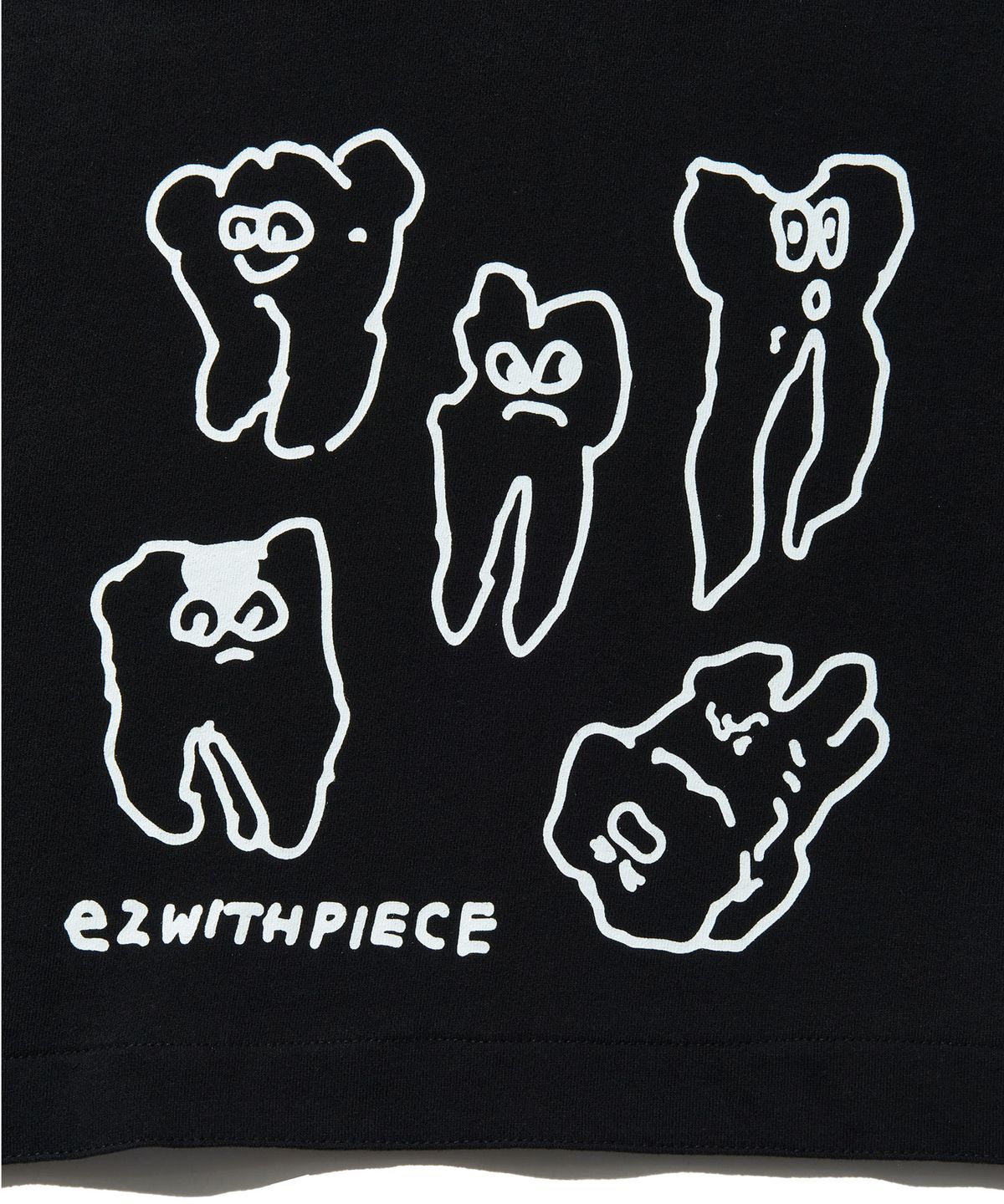 피스메이커(PIECE MAKER) TEETH SWEAT CROP HOODIE (BLACK)