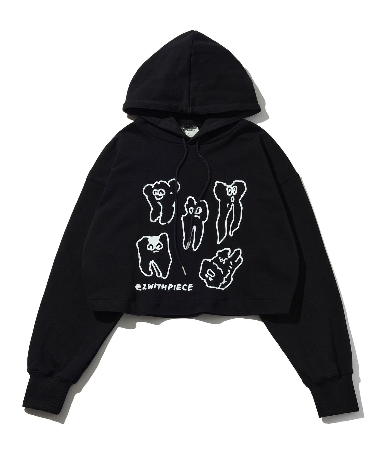 피스메이커(PIECE MAKER) TEETH SWEAT CROP HOODIE (BLACK)