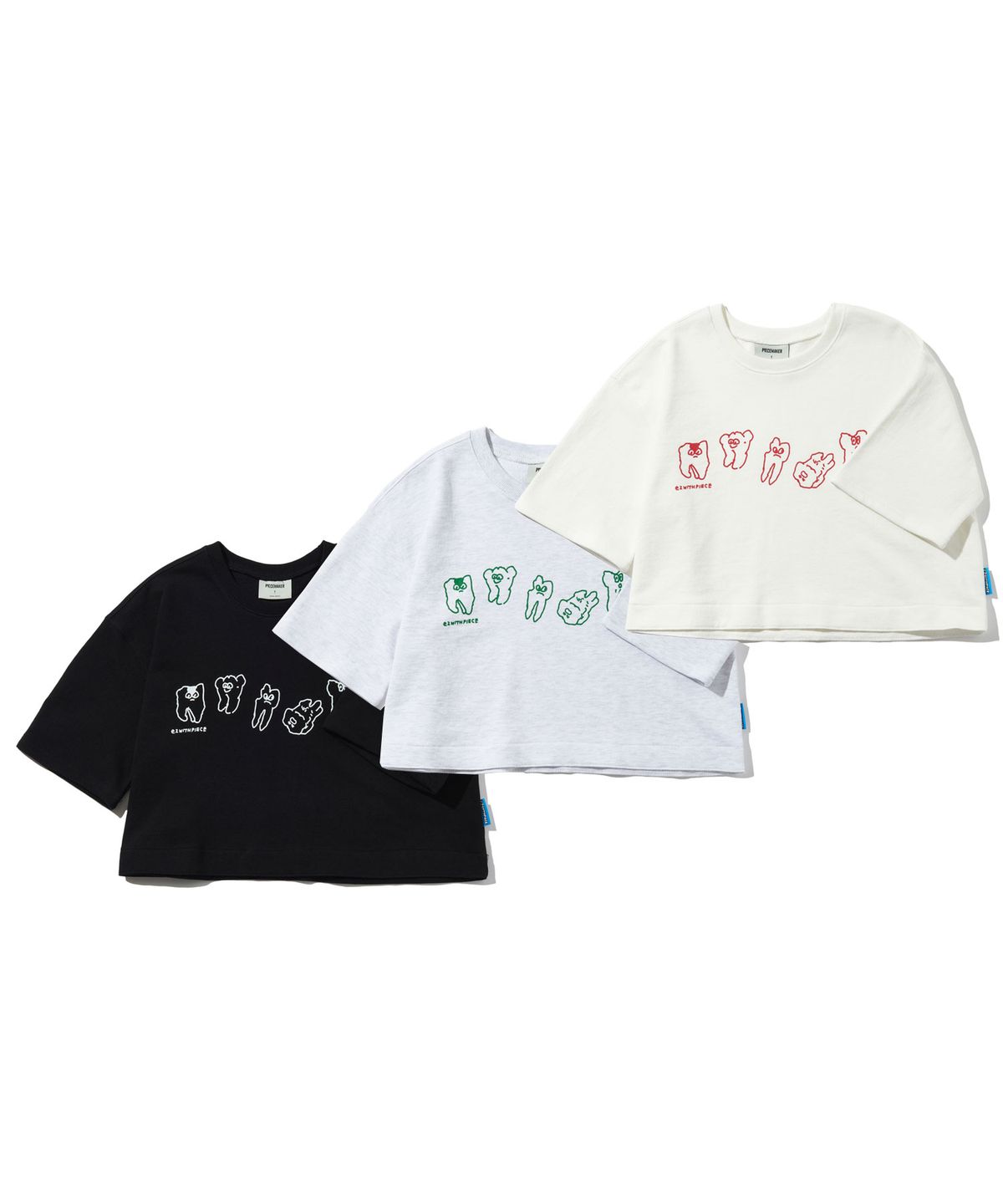 피스메이커(PIECE MAKER) TEETH SWEAT CROP TEE (IVORY)