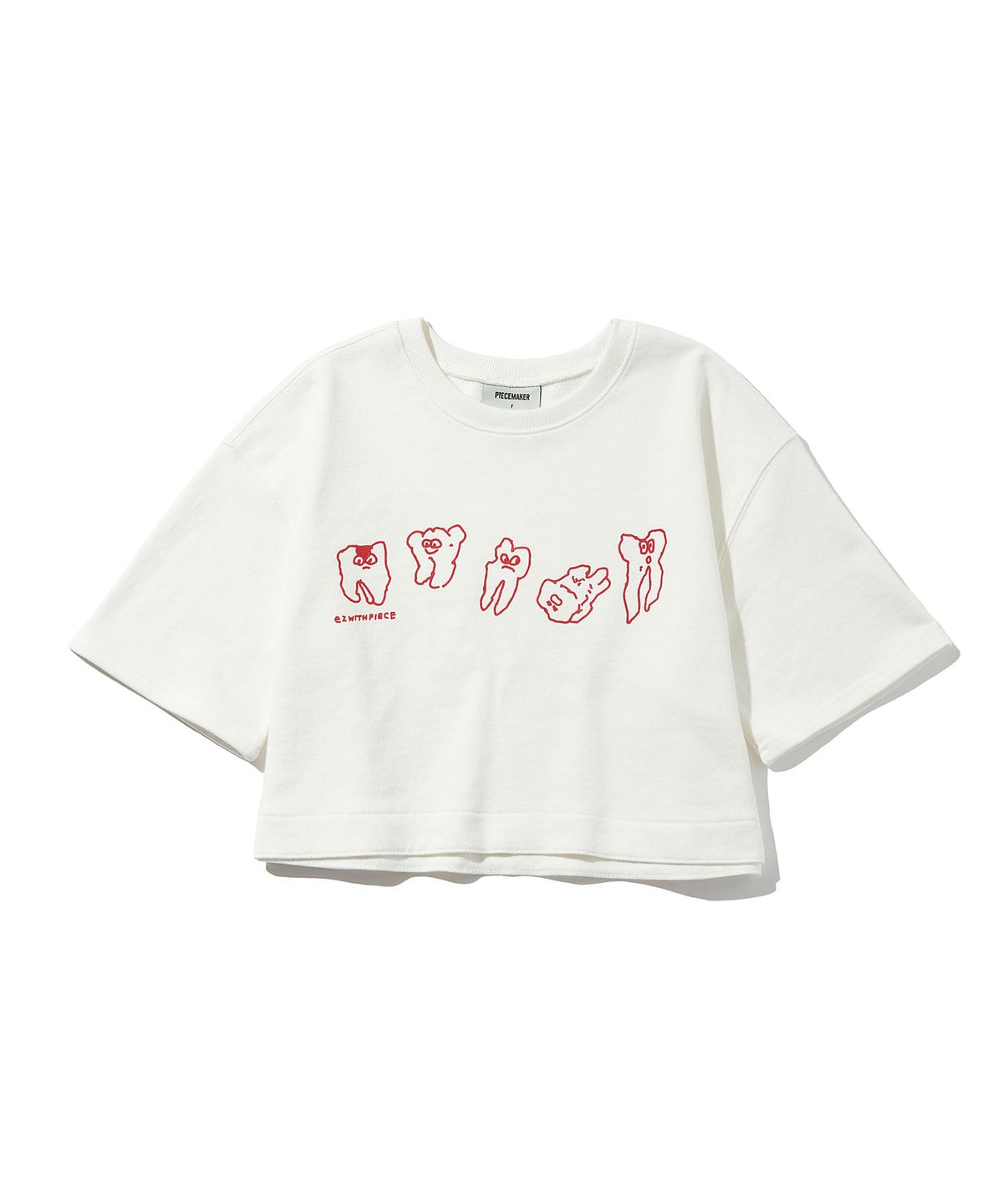 피스메이커(PIECE MAKER) TEETH SWEAT CROP TEE (IVORY)